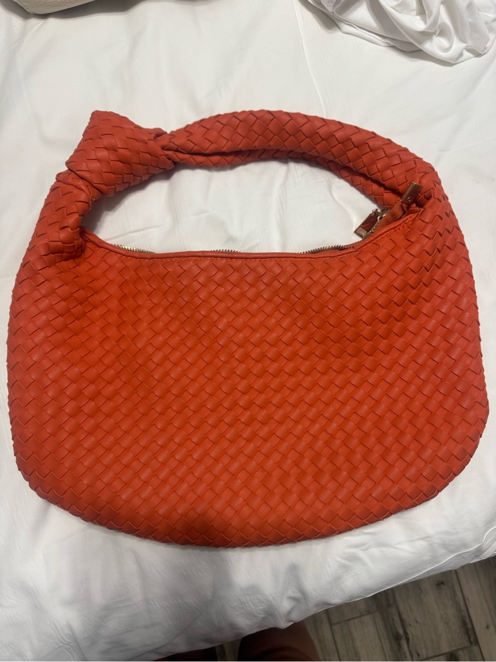 Melie Bianco Braided Hobo Bag in Bright Orange